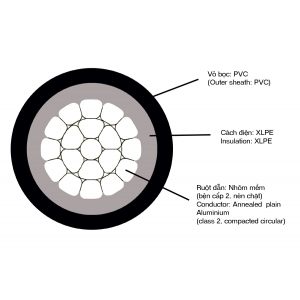 Cáp Nhôm lõi đơn bọc XLPE/PVC hạ thế, AXV - 0.6/1kV